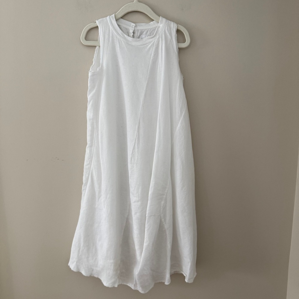 Nununu Girls White Cotton Sleeveless Deconstructed Panel Dress Size 3-4Y